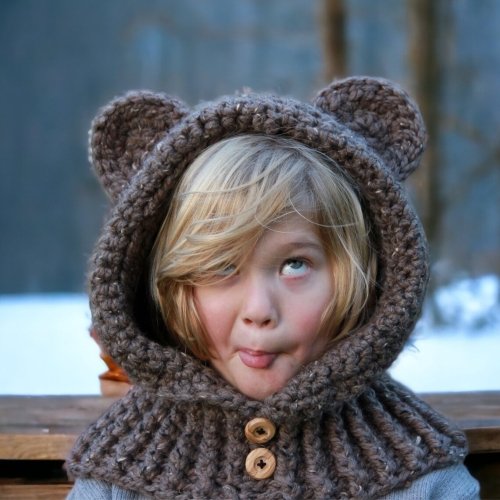 1. Crochet Hooded Cowl with Ears