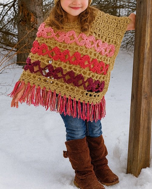 2. Lacey Butterfly Poncho Free Crochet Pattern