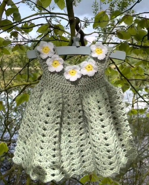4. Beginner-Friendly Daisy Baby Dress
