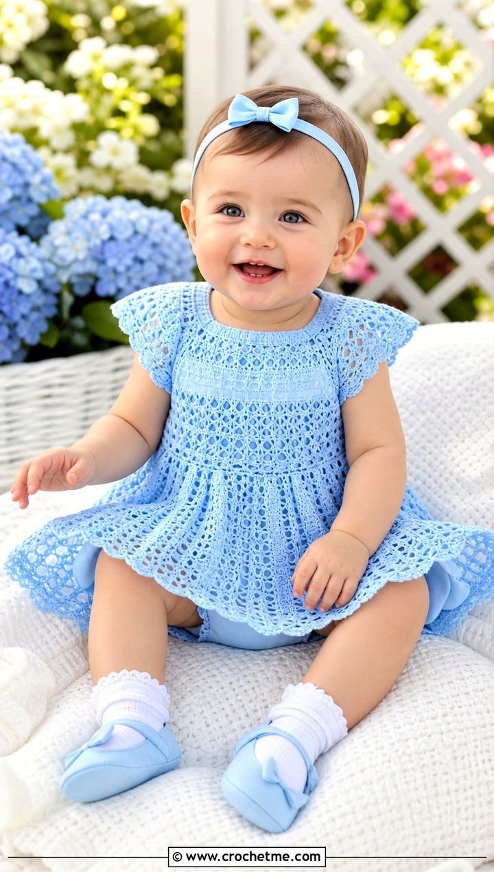 9. Cap Sleeve Crochet Blessing Dress With Ballet Flats