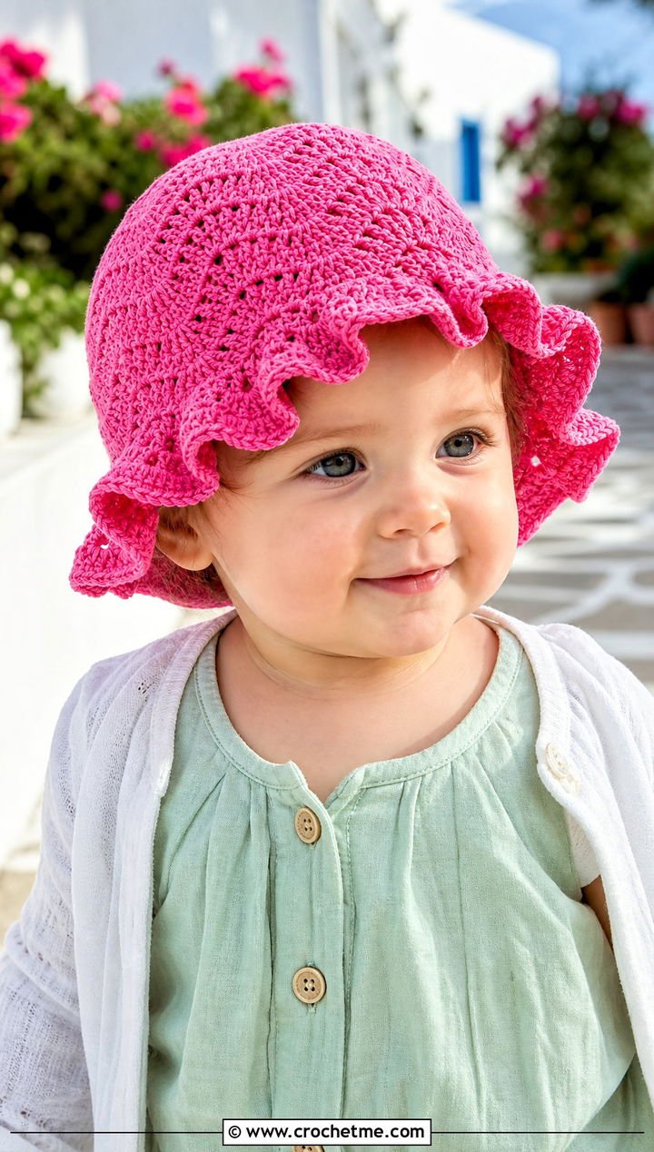 15. Ruffle Brim Crochet Hat With Jumpsuit