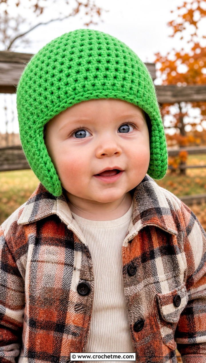 9. Earflap Crochet Hat With Plaid Shacket