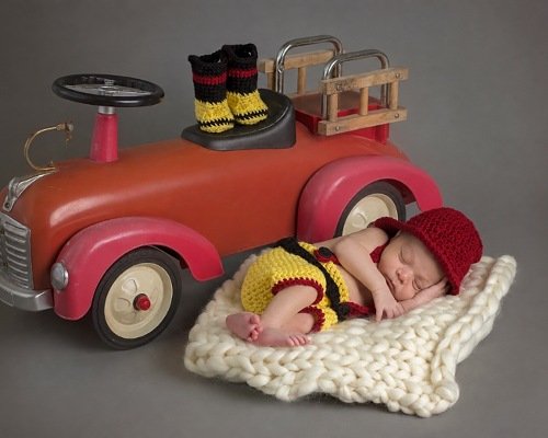 10. Baby Firefighter Cute Crochet Baby Outfits