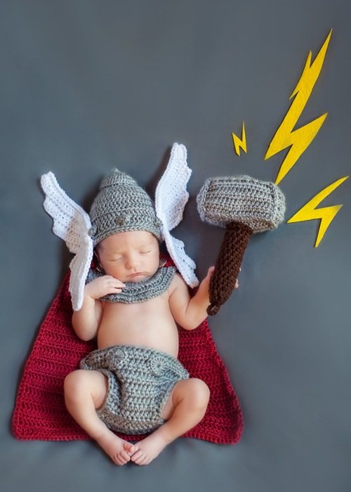 11. Baby Thor Crochet Outfit