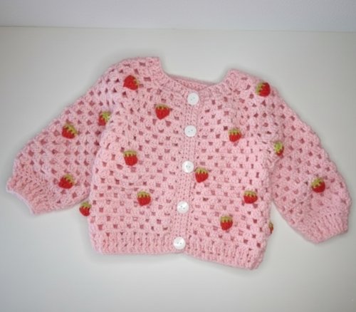1. Crochet Strawberry Sweater Cardigan